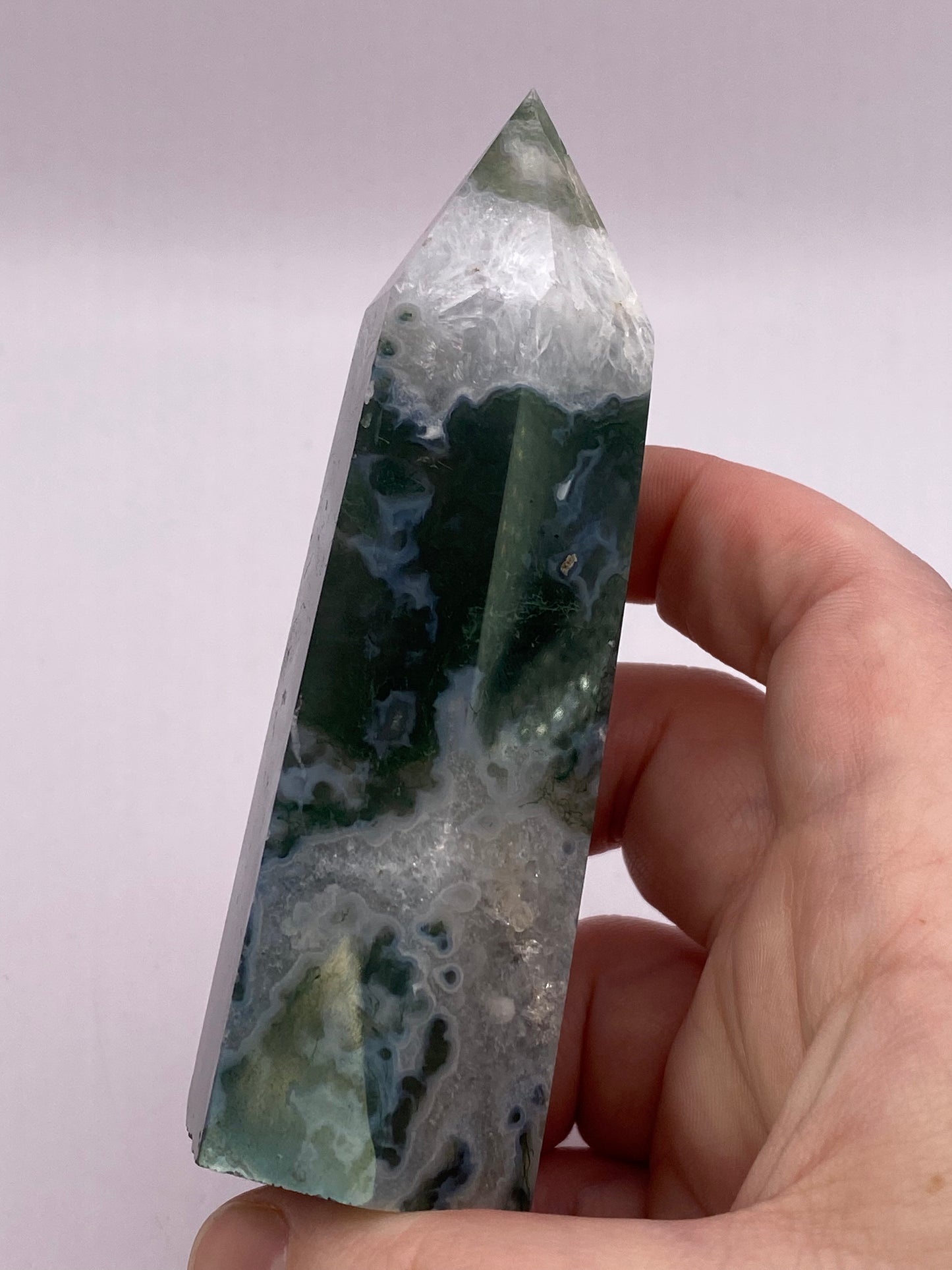 Large Moss Agate Tower